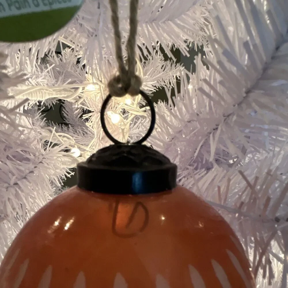 Gingerbread Forest Glass Round Ornament Brown White Christmas Holiday